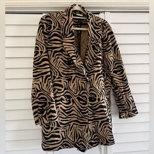 Dana Buchman Black and Tan Zebra Print Trench Coat
